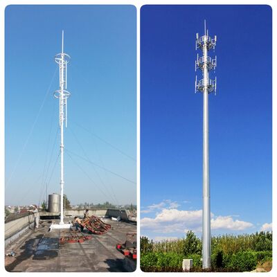 Galvanized Steel Monopole Tubular Telecom Antenna Tower 10-60m Height 30-Year Service Life
