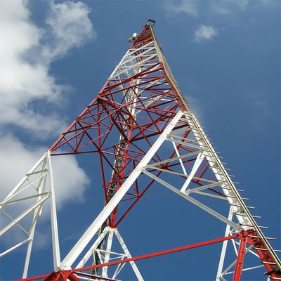 Hot dip galvanized angle steel tower designed for strong wind resistance anti vibration and long term outdoor safe operation