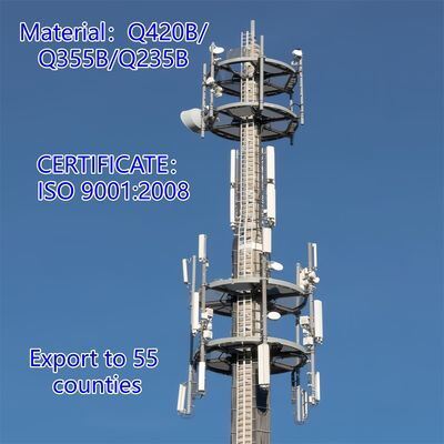 Monopole Galvanized Steel Self Supporting Outdoor 5G 4G Satellite Landscape Telecom Tower
