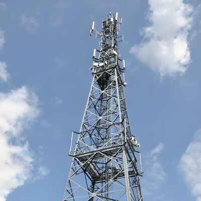 Angle steel tower with overall hot dip galvanized treatment providing superior anti corrosion acid and alkali resistance for outdoor