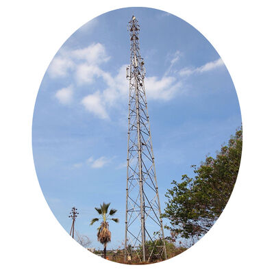 Hot dip galvanized steel tube tower with four column angle steel structure designed to withstand harsh climate and coastal environments