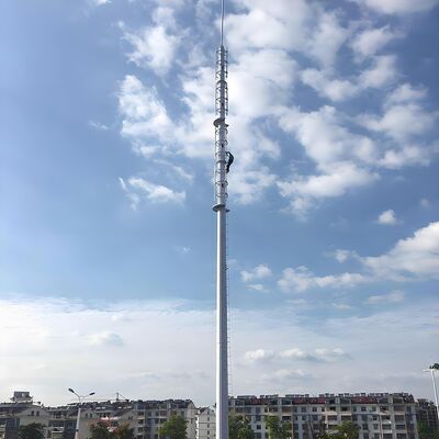 Monopole Tower Customizable Height 10 to 60 Meters Hot Dip Galvanized Telecom Tower for Wind Speeds up to 60 Meters per Second