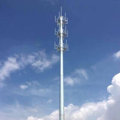 Monopole Tower Single Pole Tower with Hot Dip Galvanized Coating and Multiple Connection Types for Communication Support