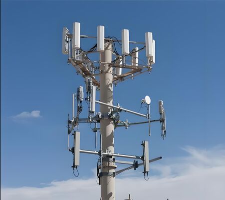 Monopole Tower Single Pole Tower with Hot Dip Galvanized Coating and Multiple Connection Types for Communication Support