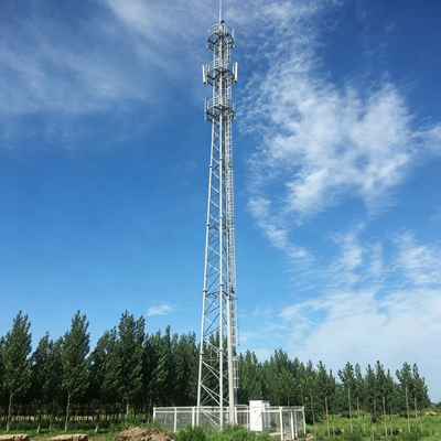 Telecom angle steel tower with multi layer platform and reasonable layout for installation of communication equipment and antennas simultaneously