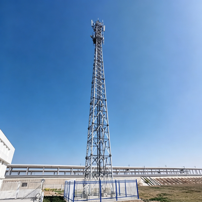Telecom angle steel tower with multi layer platform and reasonable layout for installation of communication equipment and antennas simultaneously