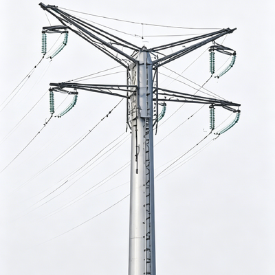20m-60m Monopole Tower Single Tube Tapered Steel Tower with Hot Dip Galvanized Surface Treatment for in Smart City and Microwave Networks