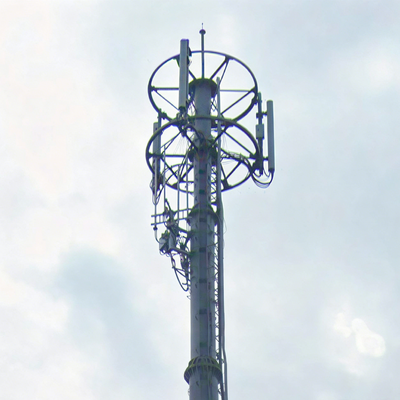 30 Meter Tower Monopole Hot-Dip Galvanized Tapered Steel 5G Cell Tower with Circular Platform for 4G Telecommunication
