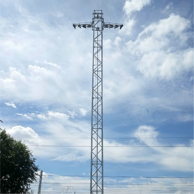 Floodlight Tower High Mast Lighting Tower with Robust Lattice Angle Steel Design and Configurable High Power LED Floodlights