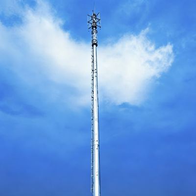 Single Tube Monopole Communication Tower Custom Wall Thickness Galvanized Steel 5G Antenna Support Monopole Tower
