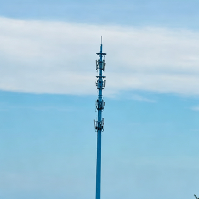 Single Tube Monopole Communication Tower Custom Wall Thickness Galvanized Steel 5G Antenna Support Monopole Tower