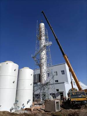 Custom Hot Dip Galvanized Chimney Tower, Steel Chimney Support Frame Tower for Industrial Exhaust Pipeline