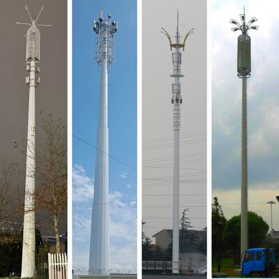 Galvanized Single Tube Monopole Communication Tower Wind Resistant for Roadside 5G Network