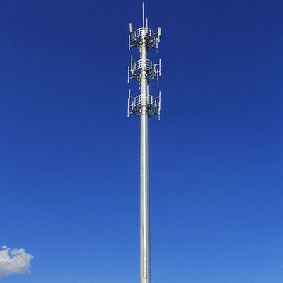 Galvanized Steel Monopole Tubular Telecom Antenna Tower 10-60m Height 30-Year Service Life