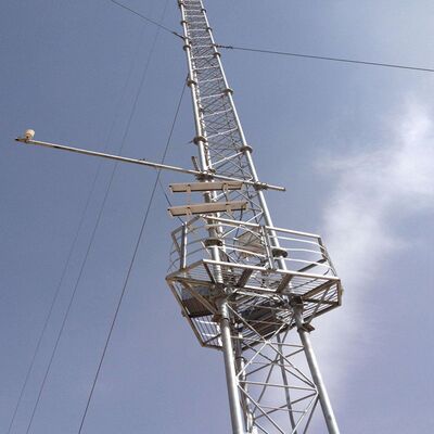 Hot Dip Galvanized Anemometer Tower Featuring 4 Legged Self Supporting Lattice or Guyed Mast Structure for Meteorological Observation