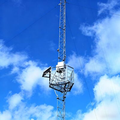 Hot Dip Galvanized Anemometer Tower Featuring 4 Legged Self Supporting Lattice or Guyed Mast Structure for Meteorological Observation