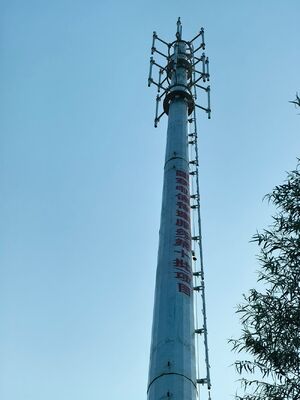 Telecom Galvanized Steel Monopole Tower Single Tube Tower for 5G Wireless Antenna Lightning Tower