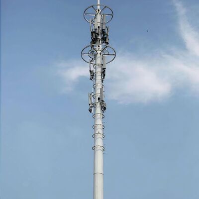 Communication Tower Monopole Single Tube Tower Galvanized Q235B/Q355 Steel Telecommunication Towers Accessories