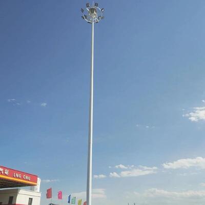 Floodlight Tower Hot Dip Galvanized Steel High Mast Lighting Tower with Internal Climbing Ladder and Maintenance Platform