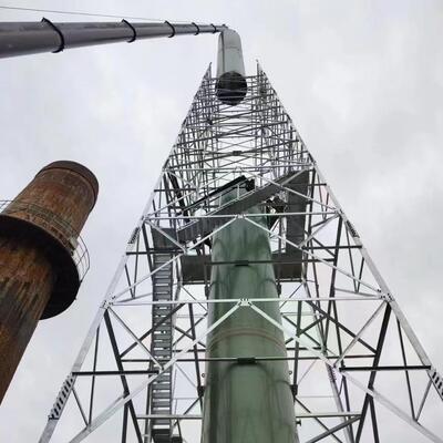 Chimney Tower Steel Support with Custom Height and Corrosion Resistant Coating for Industrial Waste Gas Emission Systems