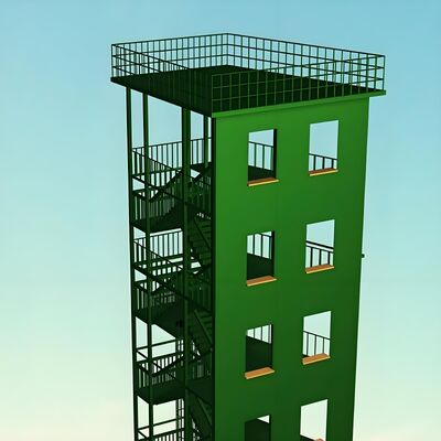 Training Tower Customized Height 12 to 35 Meters Hot Dip Galvanized Carbon Steel Fire Fighting Exercise Tower with Protective Fence