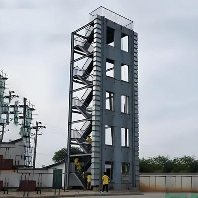 Training Tower Customized Height 12 to 35 Meters Hot Dip Galvanized Carbon Steel Fire Fighting Exercise Tower with Protective Fence