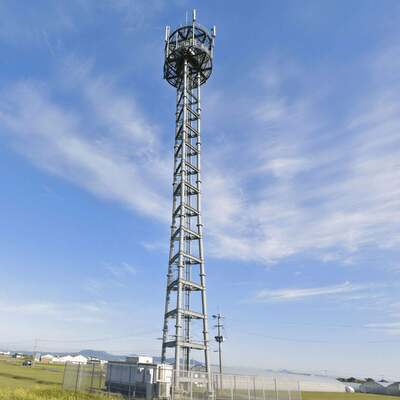 Hot dip galvanized steel tube tower with four column angle steel structure designed to withstand harsh climate and coastal environments