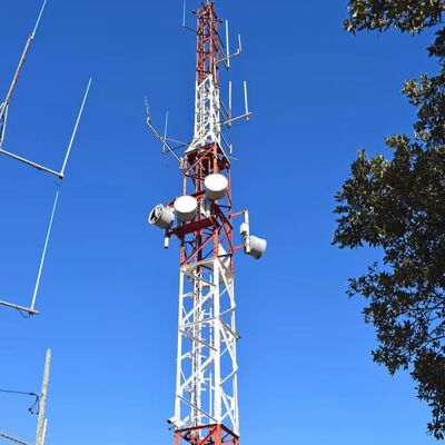 Customizable angle steel tower with integral four column structure hot dip galvanized anti corrosion treatment for 4G 5G wireless communication
