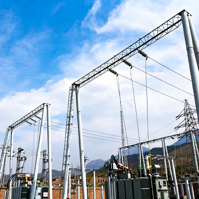 Power Structure steel transmission tower and substation frame components with hot dip galvanized treatment for durability
