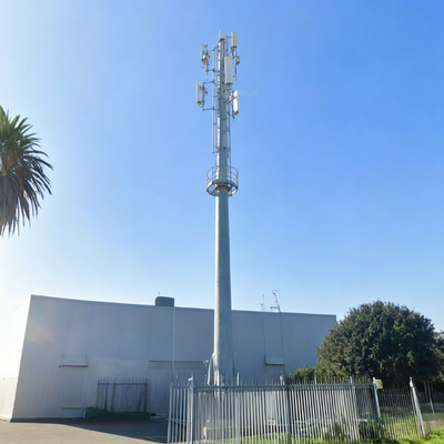 20m-60m Monopole Tower Single Tube Tapered Steel Tower with Hot Dip Galvanized Surface Treatment for in Smart City and Microwave Networks
