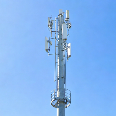 20m-60m Monopole Tower Single Tube Tapered Steel Tower with Hot Dip Galvanized Surface Treatment for in Smart City and Microwave Networks