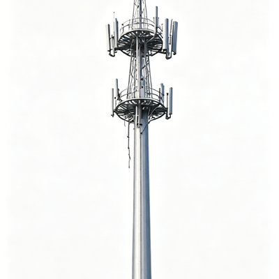 20m-60m Monopole Tower Single Tube Tapered Steel Tower with Hot Dip Galvanized Surface Treatment for in Smart City and Microwave Networks