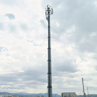 30 Meter Tower Monopole Hot-Dip Galvanized Tapered Steel 5G Cell Tower with Circular Platform for 4G Telecommunication