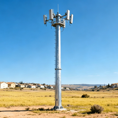 Monopole Tower Hot Dip Galvanized Telecom Tower with High Strength Steel Material and Customizable Height from 10 to 60 Meters