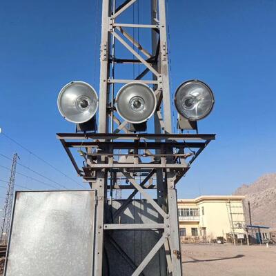 Floodlight Tower High Mast Lighting Tower with Robust Lattice Angle Steel Design and Configurable High Power LED Floodlights