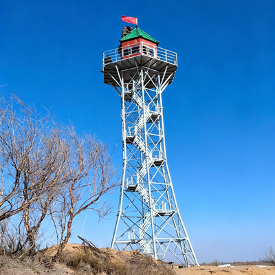 Custom height Steel Structure Guard House Platform Observation Tower Angle Lattice Steel Watchtower